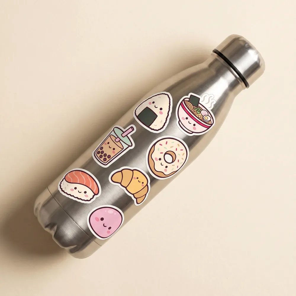 Study Snacks stickers on a water bottle — shared by @menu.eats